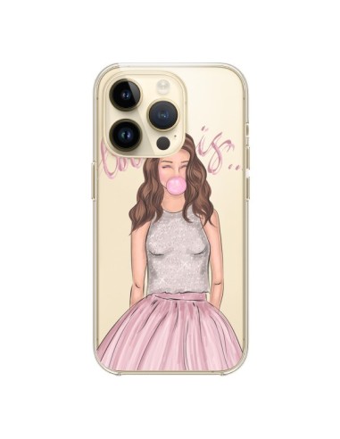 Coque iPhone 14 Pro Bubble Girl Tiffany Rose Transparente - kateillustrate