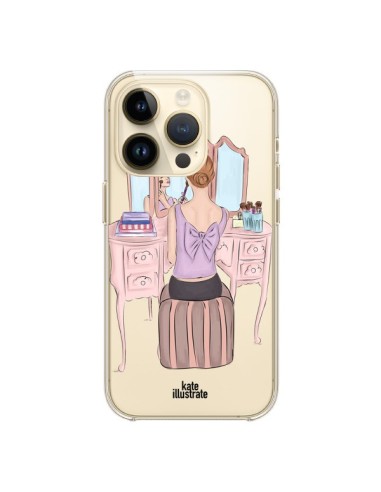 Coque iPhone 14 Pro Vanity Coiffeuse Make Up Transparente - kateillustrate