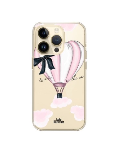 Coque iPhone 14 Pro Love is in the Air Love Montgolfier Transparente - kateillustrate