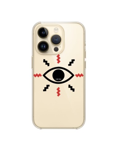 Cover iPhone 14 Pro Eye I See You Occhio Trasparente - Koura-Rosy Kane