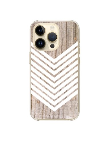 Coque iPhone 14 Pro Tribal Aztèque Bois Wood Flèche Blanc - Laetitia