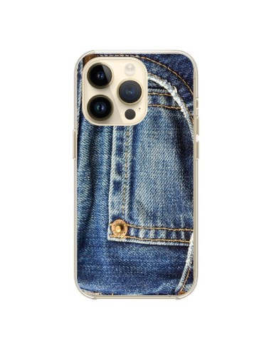 Coque iPhone 14 Pro Jean Bleu Vintage - Laetitia