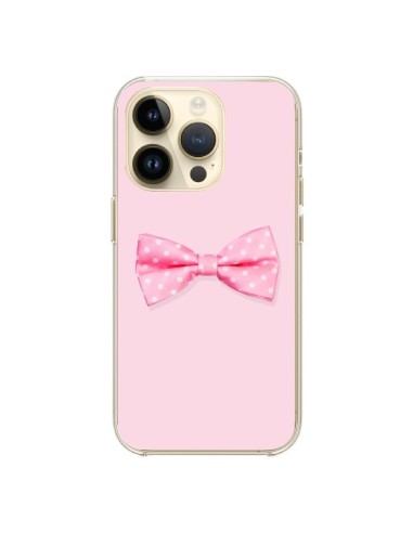 Coque iPhone 14 Pro Noeud Papillon Rose Girly Bow Tie - Laetitia