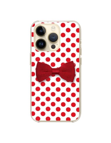Coque iPhone 14 Pro Noeud Papillon Rouge Girly Bow Tie - Laetitia