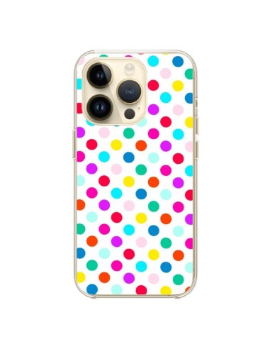 Coque iPhone 14 Pro Pois Multicolores - Laetitia