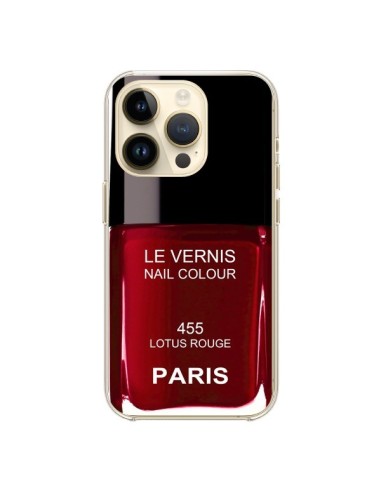 Coque iPhone 14 Pro Vernis Paris Lotus Rouge - Laetitia