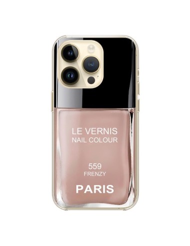 Coque iPhone 14 Pro Vernis Paris Frenzy Beige - Laetitia