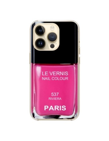 Coque iPhone 14 Pro Vernis Paris Riviera Rose - Laetitia