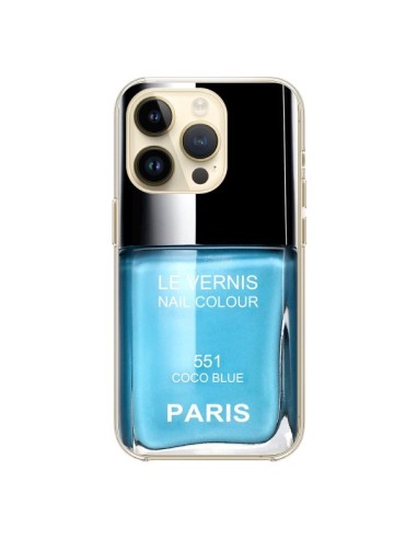 Coque iPhone 14 Pro Vernis Paris Coco Blue Bleu - Laetitia