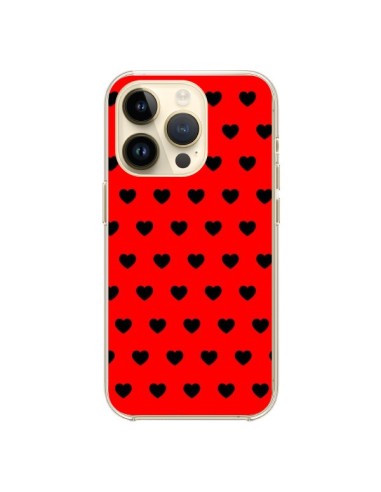 iPhone 14 Pro Case Heart Blacks sfondo Red - Laetitia