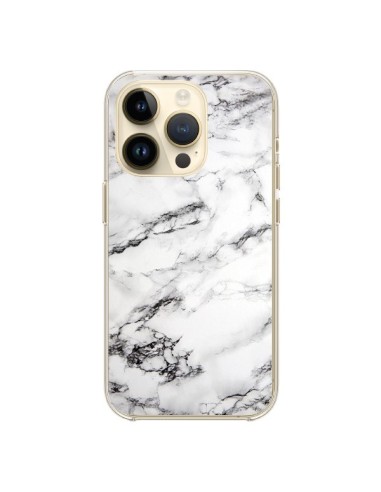 Coque iPhone 14 Pro Marbre Marble Blanc White - Laetitia