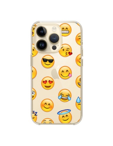 Cover iPhone 14 Pro Emoji Sorriso Trasparente - Laetitia
