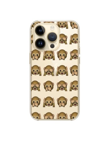 iPhone 14 Pro Case Emoji Scimmia Clear - Laetitia