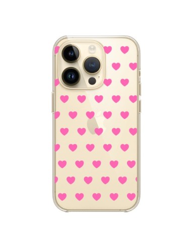 Coque iPhone 14 Pro Coeur Heart Love Amour Rose Transparente - Laetitia