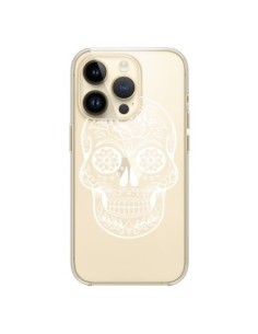 Coque iPhone 14 Pro Tête de Mort Mexicaine Blanche...