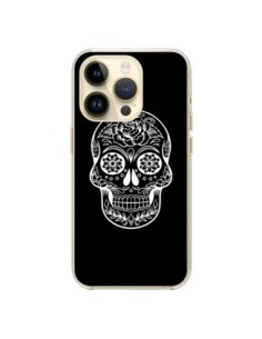 Coque iPhone 14 Pro Tête de Mort Mexicaine Blanche -...