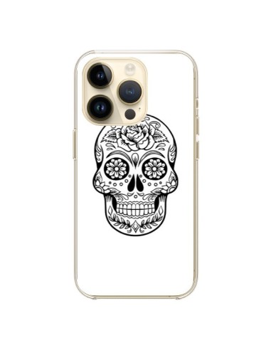 Coque iPhone 14 Pro Tête de Mort Mexicaine Noir - Laetitia
