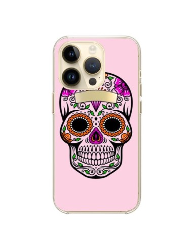 Coque iPhone 14 Pro Tête de Mort Mexicaine Rose Multicolore - Laetitia