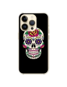 Coque iPhone 14 Pro Tête de Mort Mexicaine Multicolore...