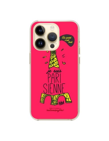 Coque iPhone 14 Pro Je suis Parisienne La Tour Eiffel Rose - Leellouebrigitte