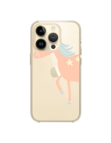 Cover iPhone 14 Pro Unicorno Rosa Trasparente - Petit Griffin
