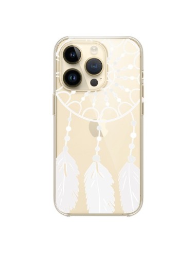 Coque iPhone 14 Pro Attrape Rêves Blanc Dreamcatcher Transparente - Petit Griffin