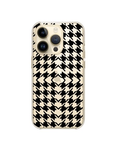 Coque iPhone 14 Pro Vichy Carre Noir Transparente - Petit Griffin