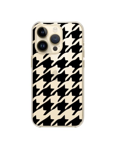 Cover iPhone 14 Pro Vichy Gros Carre Nero Trasparente - Petit Griffin