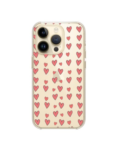 Coque iPhone 14 Pro Coeurs Heart Love Amour Rouge Transparente - Petit Griffin