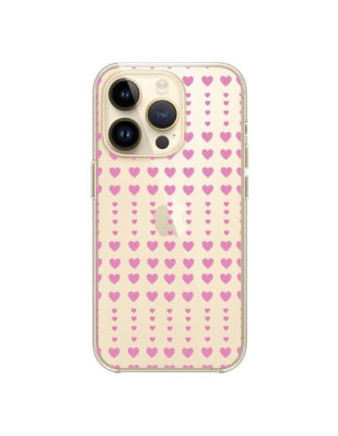 Coque iPhone 14 Pro Coeurs Heart Love Amour Rose Transparente - Petit Griffin