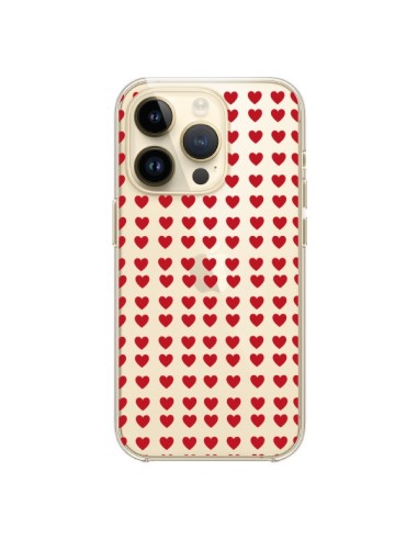 Coque iPhone 14 Pro Coeurs Heart Love Amour Red Transparente - Petit Griffin