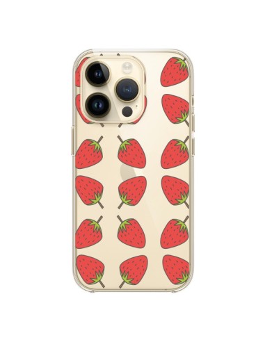 Cover iPhone 14 Pro Fragola Frutta Trasparente - Petit Griffin