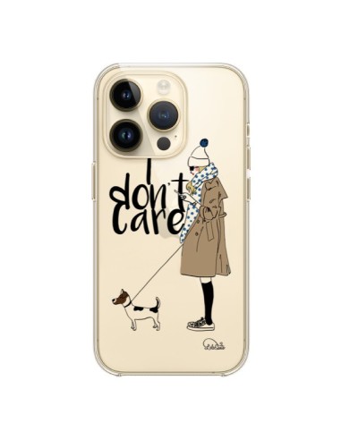 Cover iPhone 14 Pro I don't care Fille Cane Trasparente - Lolo Santo