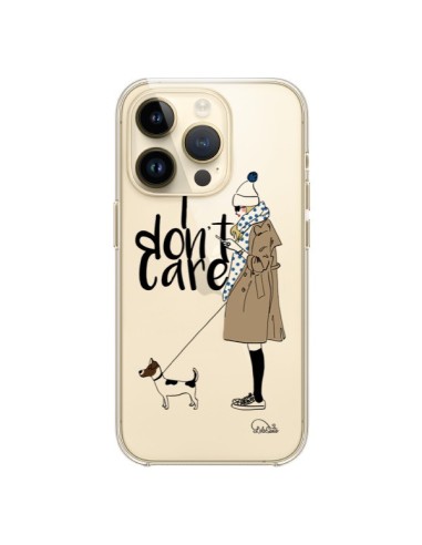 iPhone 14 Pro Case I don't care Fille Dog Clear - Lolo Santo