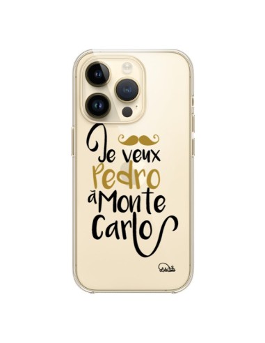 Cover iPhone 14 Pro Je veux Pedro à Monte Carlo Trasparente - Lolo Santo