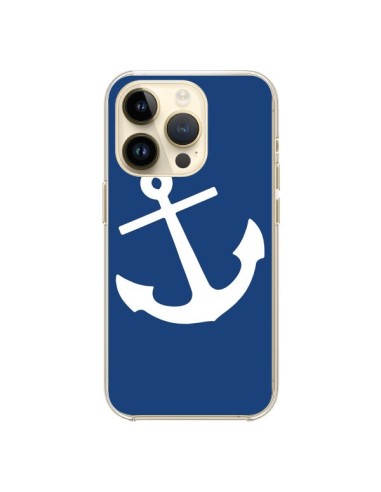 Coque iPhone 14 Pro Ancre Navire Navy Blue Anchor - Mary Nesrala