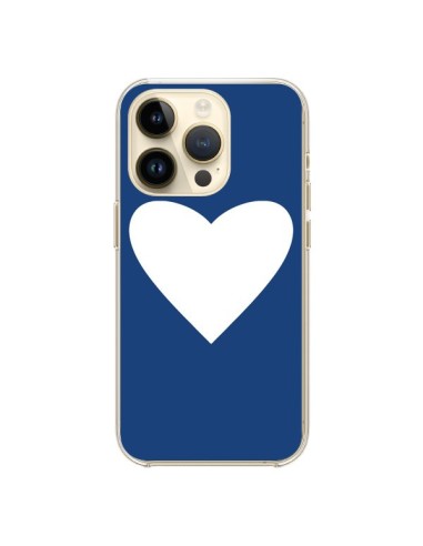 Coque iPhone 14 Pro Coeur Navy Blue Heart - Mary Nesrala