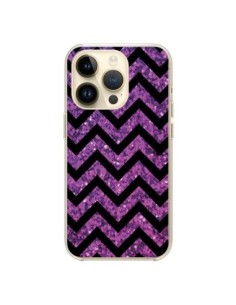 Cover iPhone 14 Pro Chevron Viola Sparkle Triangolo...