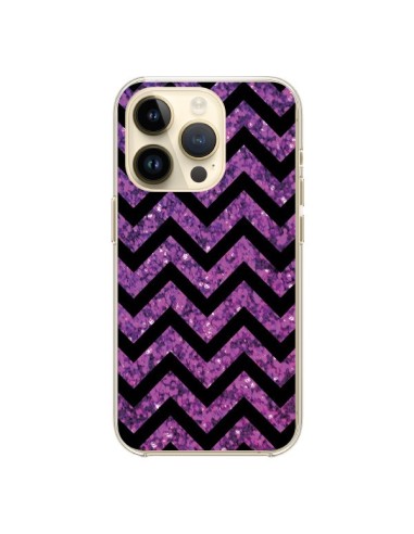 Cover iPhone 14 Pro Chevron Viola Sparkle Triangolo Azteco - Mary Nesrala