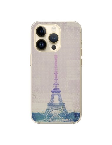 Coque iPhone 14 Pro I love Paris Tour Eiffel - Mary Nesrala