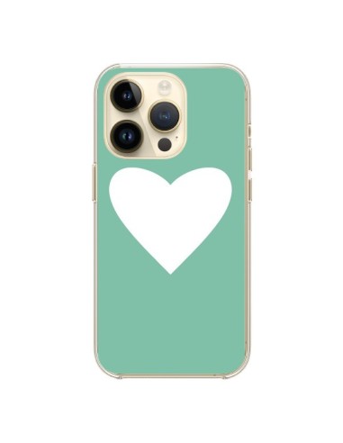 Coque iPhone 14 Pro Coeur Mint Vert - Mary Nesrala