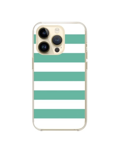 Coque iPhone 14 Pro Bandes Mint Vert - Mary Nesrala