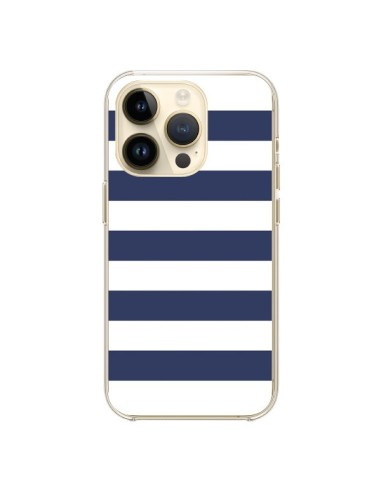 Coque iPhone 14 Pro Bandes Marinières Bleu Blanc Gaultier - Mary Nesrala