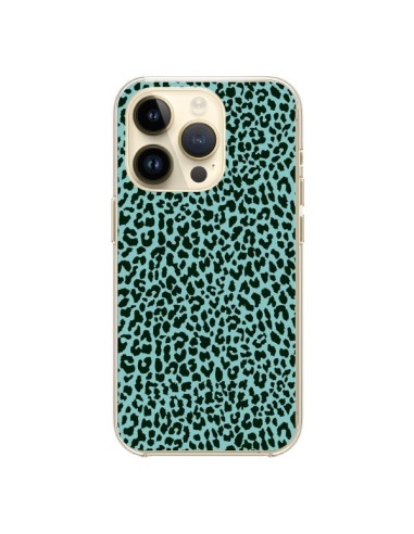 Coque iPhone 14 Pro Leopard Turquoise Neon - Mary Nesrala
