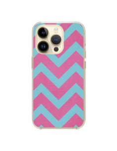 Cover iPhone 14 Pro Fragola Chevron Rosa Blu - Mary Nesrala