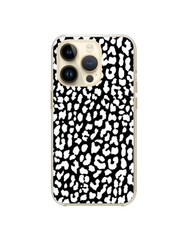 Coque iPhone 14 Pro Leopard Noir et Blanc - Mary Nesrala