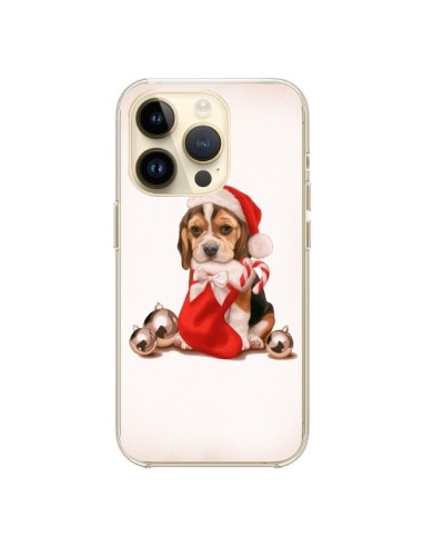 Coque iPhone 14 Pro Chien Dog Pere Noel Christmas - Maryline Cazenave