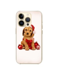 Coque iPhone 14 Pro Chien Dog Pere Noel Christmas Boules...