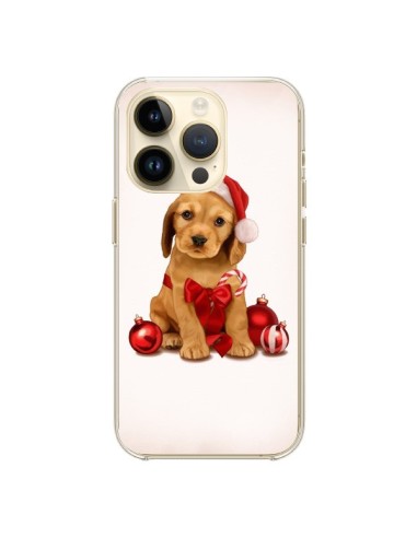 Coque iPhone 14 Pro Chien Dog Pere Noel Christmas Boules Sapin - Maryline Cazenave
