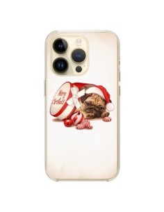 Coque iPhone 14 Pro Chien Dog Pere Noel Christmas Boite -...